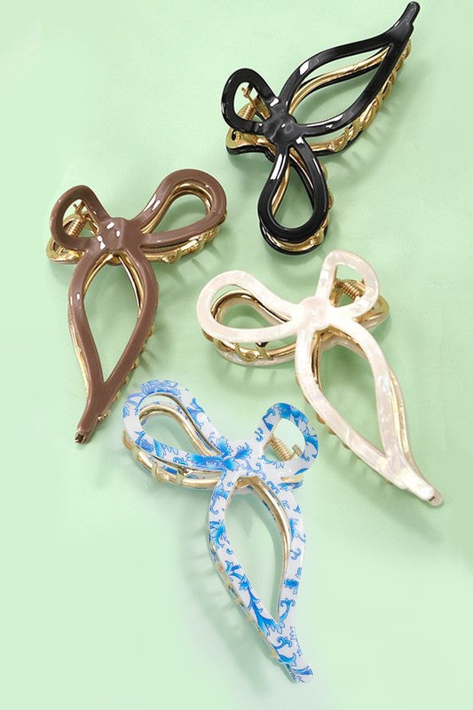Bow hair claw clips