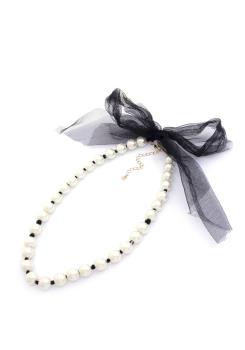 Audrey Black Threaded Pearl Necklace