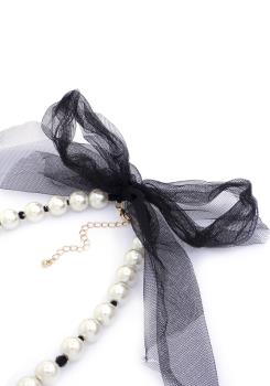Audrey Black Threaded Pearl Necklace