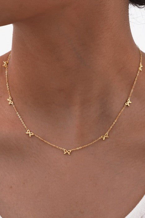 Bow necklace 18k gold finish