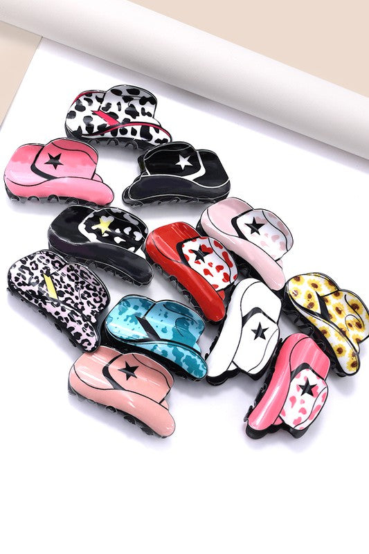 Cowgirl Hat hair claw clips