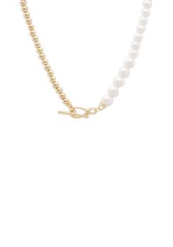 Yin & Yang Pearl Metal Necklace