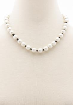 Audrey Black Threaded Pearl Necklace